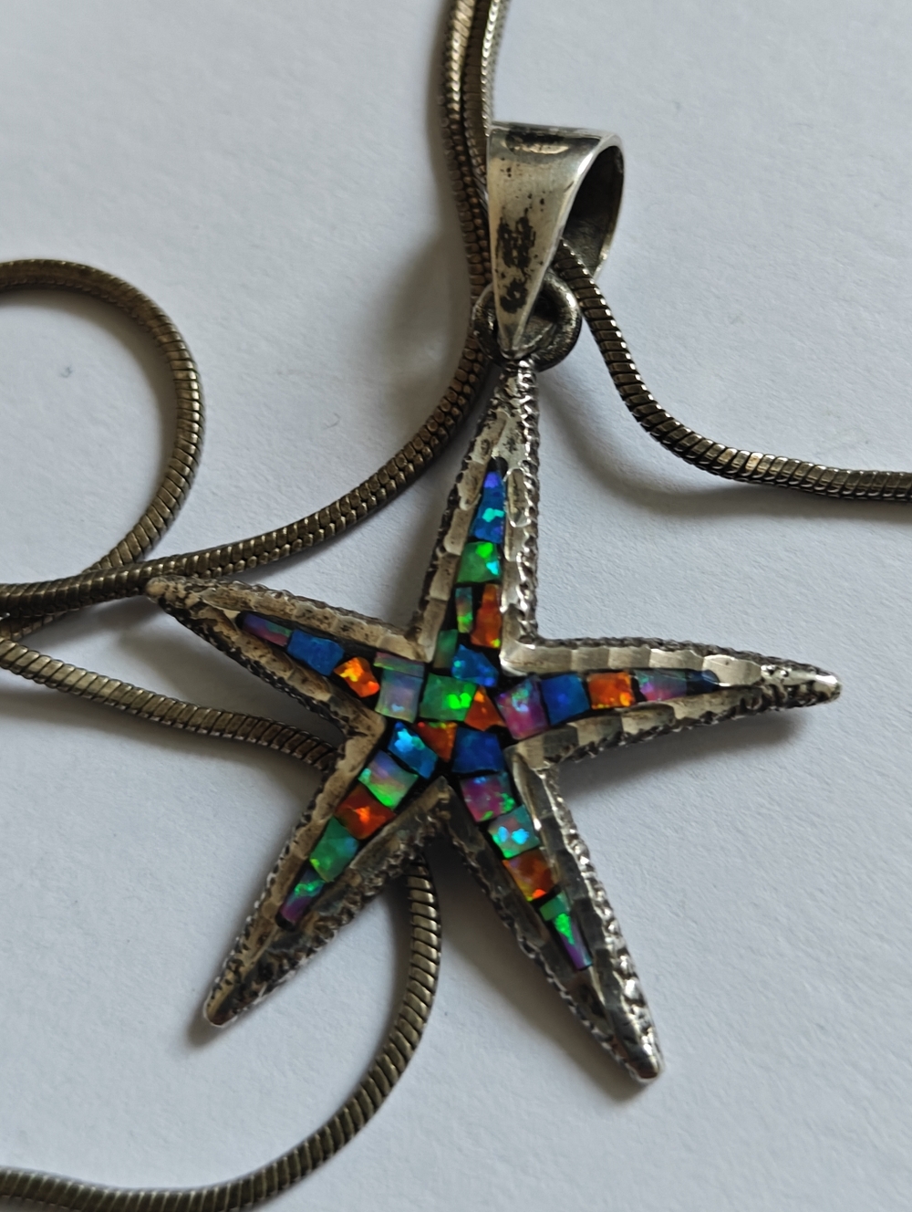 Vintage Cardenas Taxco Starfish Pendant Silver 950 Snake Chain Necklace - Picture 12 of 16